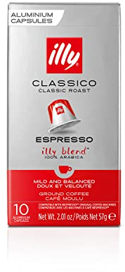 illy Coffee - Classico Espresso Coffee Pods - Medium Roast - 100% Arabica Coffee Beans - Nespresso Compatible illy Coffee Capsules - Pack of 10