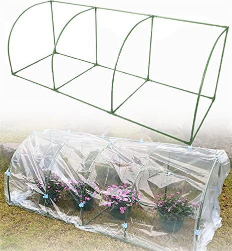 Folientunnel Gewächshaus Pflanztunnel für Pflanzen Stahlrahmen mit Transparenter PVC-Abdeckung & Gewächshaus Klammern, 200 X 70 X 70cm, Kleines Frühbeet Gewächshaus für Garten, Balkon, Hinterhof