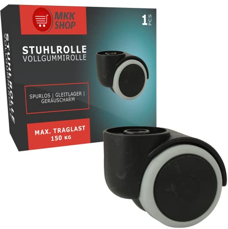 Stuhlrolle Hartbodenrolle Bürostuhl Vollgummirolle Drehstuhlrolle Spurlos Rolle Traglast 150 kg ohne Bremse