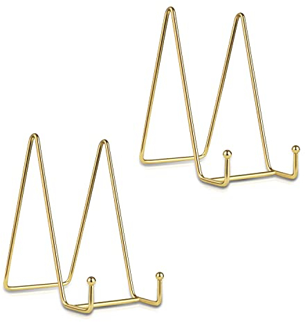 TAIANJI 2 Stück Display Ständer Tellerständer Bücherständer, 15cm Golden Eisen Leichtgewichtiger Rahmen Geeignet zur Präsentation von Büchern Tellern Geschirr Kalendern und Uhren