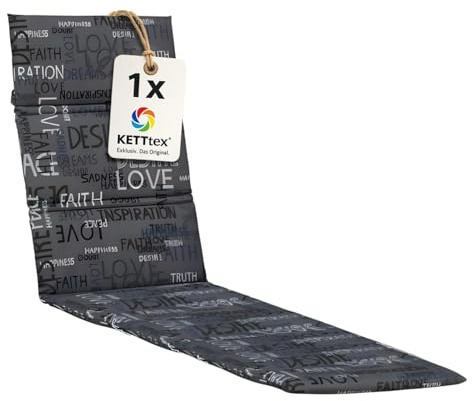 KETTtex Auflage Relaxliege anthrazit mit Schriftzug I Gartenliege Polster 200x60x3cm I hochwertige & Pflegeleichte Liegenauflage I Wetter- & formbeständige Liegen-Auflage I Trendy Liegestuhlauflage