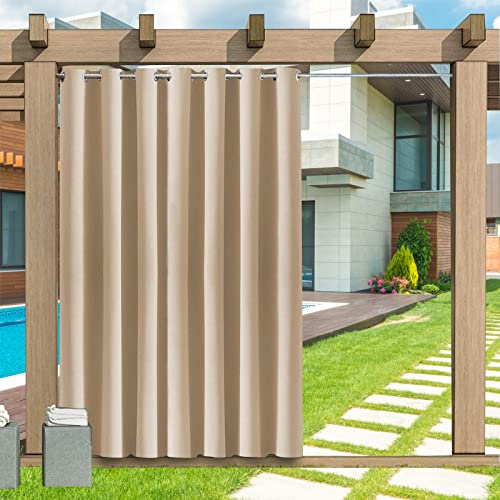 LZXSXZ Outdoor Vorhang Wetterfest, 1 Stück Outdoor Vorhang Wasserdicht Wetterfest Blickdicht mit Ösen, 24 Farben Sichtschutz Sonnenschutz Outdoor Gardine für Veranda, Pergola, Laube, 120X213cm(B X H)