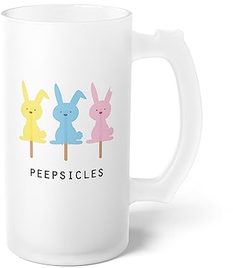 Teegarb Letter Blanket Chope à bière en verre givré avec motif lapin de Pâques et chrétiens, 473 ml, givré