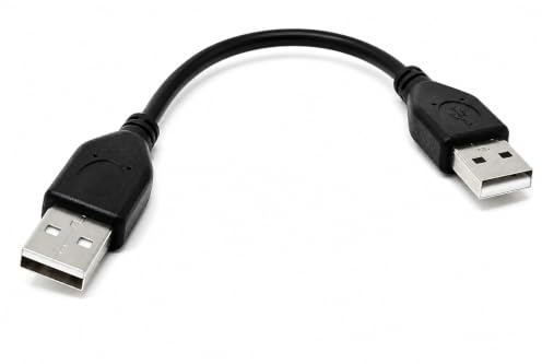 Câble de transfert de données USB vers USB 2.0 24AWG A vers A (mâle vers mâle) haute vitesse 0,2 m Noir 15 cm
