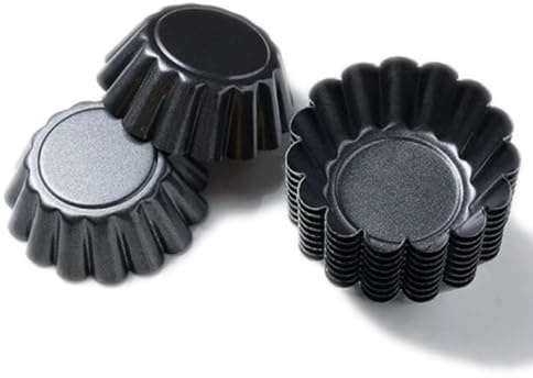 QJFCare 12 Packs Egg Tart Pan, Non-Stick Carbon Steel Molds, Reusable Mini Pie Mould Muffin Cupcake Pudding Baking Cup for Pies, Cakes, Quiche Bakeware - 2.6 x 0.9 Inch