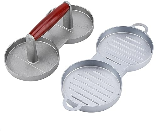 Topyond Burgerpresse aus Aluminiumlegierung, Antihaftbeschichtet, Doppelte Hamburgerpresse, Ergonomisches, Komfortables Griffdesign, Grillpresse aus Gusseisen Für Die Küche