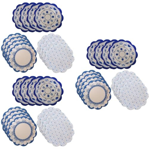 HOMSFOU Assiettes Jetables Effet Porcelaine 6.69 Pouces Motif Fleur Chinoise Bleu Blanc Lot 36 Pièces Pour Fête Mariage Réunion Familiale Apéritif