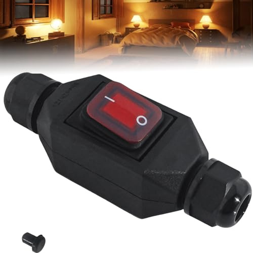 IP66 Wasserdichter Inline Schalter, AC220V 30A Maschinenschalter Switch Kippschalter Kabelschalter Pushbutton Maschine Drucktastenschalter Maschinen Schalter, Auf beiden Seiten Ein und Ausgang