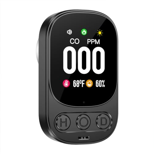 Rilevatore di monossido di carbonio, rilevatore di CO plug-in 3 in 1 con display di temperatura e umidità, mini allarme di monitoraggio del monossido di carbonio con batteria integrata