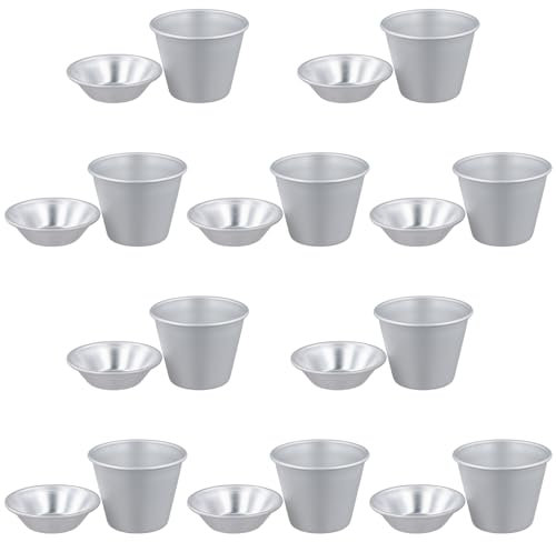 MUKLEI 20 moldes de dariole, 2 tamaños de mini cubetas para pudín, molde de aluminio para pudín, moldes individuales para magdalenas, panna cotta