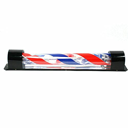 90x 13cm ABS Luz de Poste de barbero LED Rayas Rojas, Blancas y Azules Lámpara de Letrero de peluquería de Metal giratoria Letrero de Tienda de salón iluminador para luz de Pared al Aire Libre