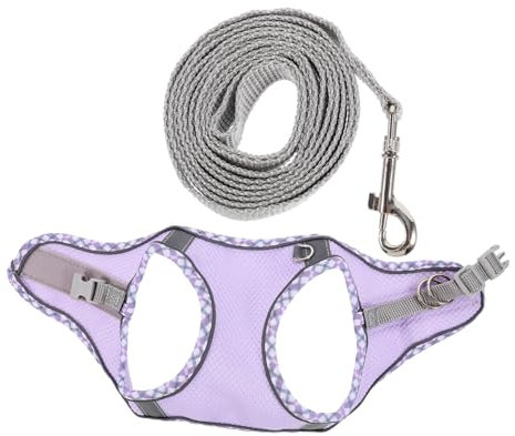 MERRYHAPY Hundegeschirr Und Leine Satz Verstellbar Ausbruchschutz Leichtes Material Violett XXS Für Kleine Hunde Haustier Spaziergänge