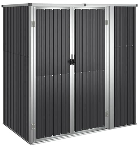 prissent Fahrradunterstand 161x89x161 cm Gartenhaus Metall Geräteschuppen Gerätehäuser Zur Aufbewahrung von Rasenmähern, Fahrradunterstand Storage Shed, Fahrrädern usw Anthrazit