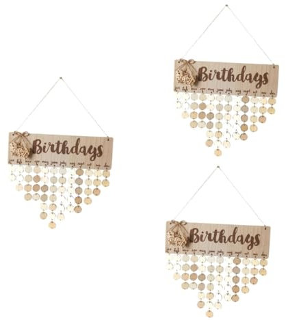VILLCASE 3 Stücke Geburtstage Erinnerung Hängen Kalender Holz Familie Geburtstag Bord Kalender Plaque Für Wohnkultur