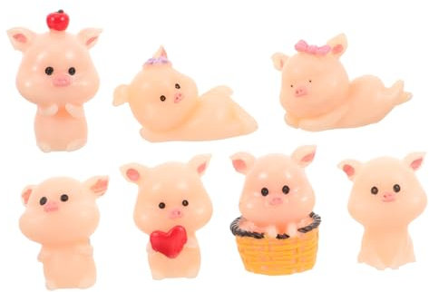 FUNOMOCYA 7stücke Teiliges Schwein Figur Aus Resin Kreative Mikrolandschaft Deko Für Bonsai Und Pflanzen Für Schreibtisch Und Wohnaccessoires Zufällige Designs