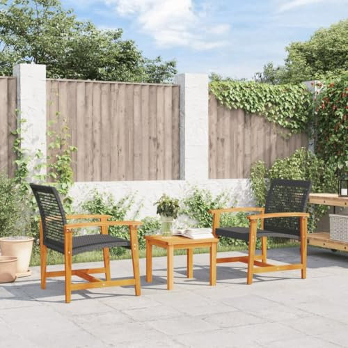 Brokky Gartenstühle 2 STK. Garten StüHle Relaxsessel Garten Gartensessel Outdoor GartenstüHle Schwarz Poly Rattan und Akazienholz
