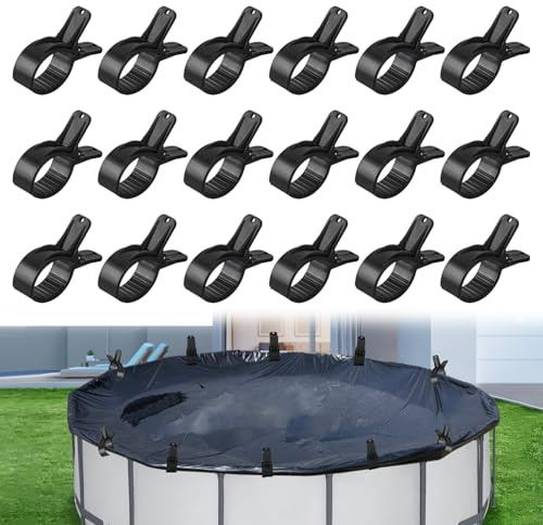 Poolabdeckung Clips, 18 Stück Klemmzwingen Pool Abdeckungen Klemmen Groß Klammern für Poolabdeckung Pool Zubehör Federklemme Poolabdeckungsclip Klammern für Poolabdeckung (Schwarz, L)