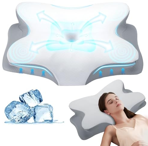 AMUSPK Cervical Memory Foam Pillow - Ergonomic Neck Pillow | Pillows for Neck and Shoulder Pain, Orthopedic Sleeping Neck Support Pillow for Side Prone Supine Sleepers