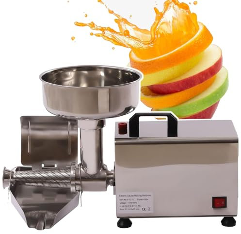 HCAUYNN Colino Elettrico per Alimenti, Macchina per Salsa di Pomodoro, Design della Salsa Prego A Spirale, con Uscita delle Scorie, per Mirtilli, Fragole, Pomodori,220V