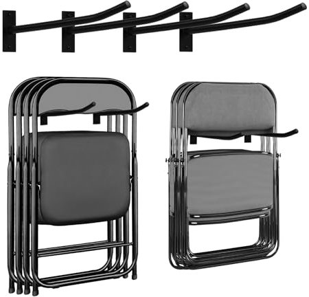 Garage Storage Mechanism Wall Mounted, Folding chair storage rack,Garden Tool Rack Manager Heavy-Duty Folding Chair, Suitablefor Car Tires, Ladders, Chairs, Strollers (Black (2-pack))