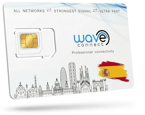 Wave Connect SIM España 12GB Solo Datos, válida 12 Meses, Multired UE | Activación automática, primer uso, ideal para IoT y cámaras, prepago