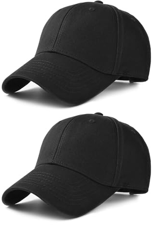 SEFIRST 2 Stück Basecap für Herren Damen, Baumwolle Baseballkappe Schwarz | Baseball Cap Sonnenmütze, Baumwolle Cape, Verstellbar, Für Outdoor Running Freizeit, Waschbare, Einheitsgröße, Schwarz