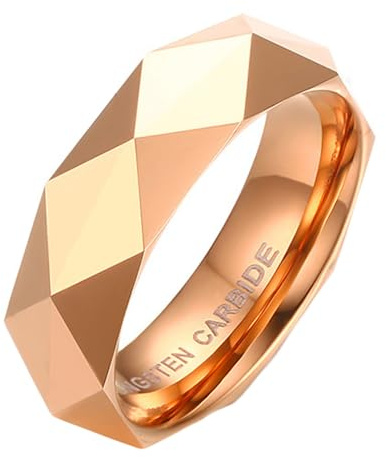 Calefee Eheringe Herren Einzeln Schlicht, Ringe Wolframcarbid Personalisiert Bandring Facettiert 6 mm Breit, Größe 65