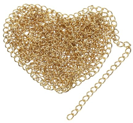 sourcing map 6.56 Feet/2 Meter Stainless Steel Curb Chain, 3.5x2.5x0.5mm Cuban Link Chain, Twisted Links Cross Cable Chains for DIY Jewelry Making Supplies, Gold