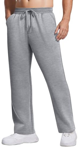 Pinspark - Pantalones de chándal para hombre de invierno de forro polar, pantalones de entrenamiento, pantalones deportivos de manga larga, termodinámicos, cálidos, con bolsillos, gris claro, M