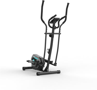 SQUEBILIFE Ellipsentrainer mit Flaschen- und Handyhalterung, Rutschfestem Pedal, Body Fitness Ellipsentrainer mit Transportrollen