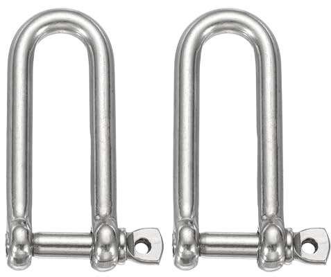 sourcing map 2 grilletes de arco de acero inoxidable, 16 mm de largo, en forma de D, grilletes de tornillo grandes para barco, velero, cadena, cierre de aparejo, joyería de paracaídas, aparejos