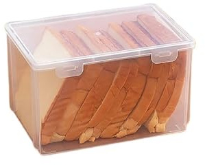 PPQIRU Panera Refrigerador de plástico transparente, caja almacenamiento for pan tostado, horneado en casa, recipiente for pastel y, sellado(Transparent A)