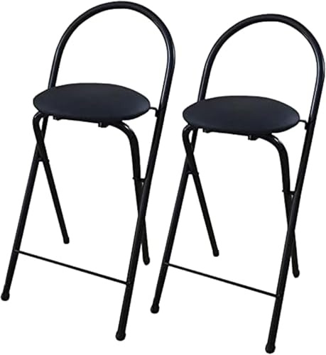 OGYJMSFN Sgabelli da Bar Set di 2 sgabelli da bar con schienale e poggiapiedi, pieghevoli, rotondi, imbottiti in PU, for cucina, moderni