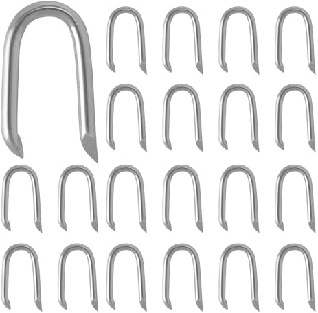 Paquete de 300 Grapas en U,Clavos de Tipo U Grapas de Acero Clavos en U Galvanizados Grapas para Vallas Clavos de Fijación para Alambre de Valla de Malezas