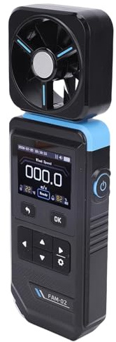 Zhjvihx Anemometro Digitale Portatile, Misuratore di velocità del con Display a Colori 2,0 Pollici con USB di Tipo C Ricaricabile, per HVAC Vela All'aperto Tiro Golf Home Office