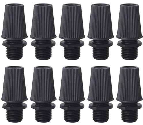 VBSYUYQ 10 Pcs 10mm Black Cord Grips for Lamp Holder DIY Repair | 10 pack black 10mm male thread cord grips with strain relief,plastic cable clamps for diy lamp holder light fitting repair