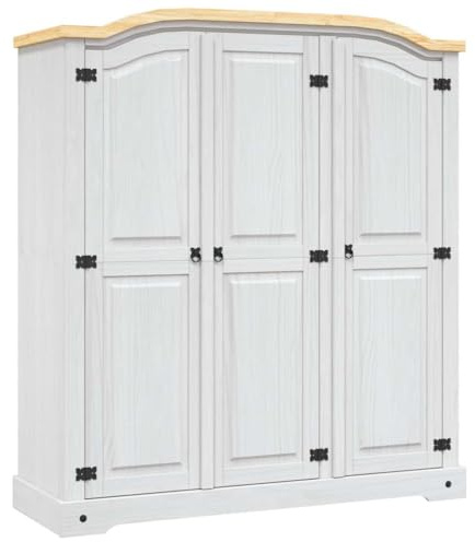 Emmtore Armario Madera de Pino Mexicano Estilo Corona Blanco 3 Puertas