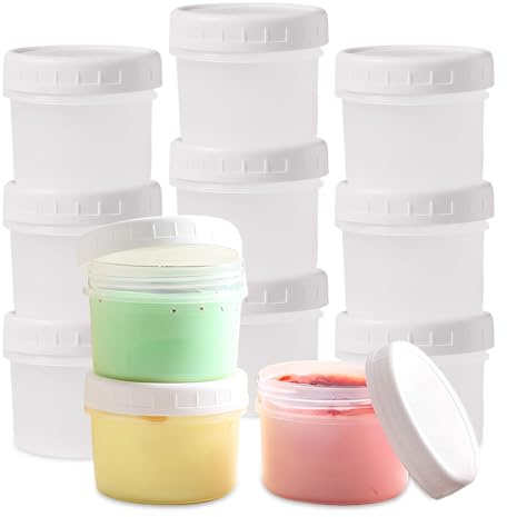 HMCEY 12 PCS Contenitori per Alimenti Plastica Piccoli 160 ML,Contenitori Freezer con Coperchio,Contenitore Ermetico Congelatore Impilabili,Barattoli Salsa Per Congelare,Vasetti Yogurt Riutilizzabili