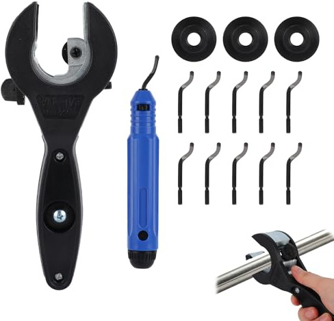 Ratchet Pipe Cutter and Deburring Tool, Copper Pipe Cutter 5/16 To 1 1/8 with Deburring Scraper & Trimming Blade Reamer Tool for 3D Printing Stainless Steel PVC Aluminum Tubes 3D Printer Accessories