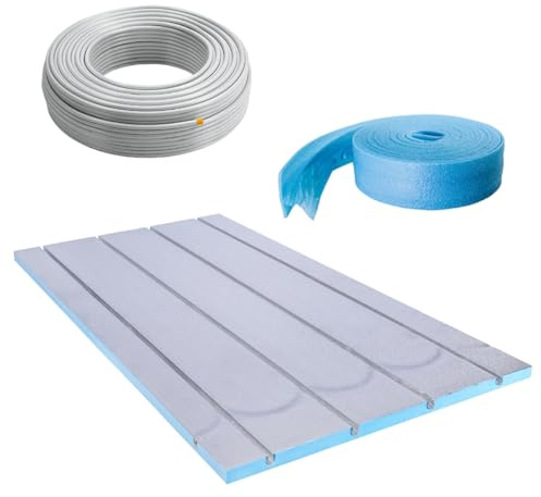 Belvit Fußbodenheizung Trockenbau Set, 15 m² | XPS 500 Systemplatten 25 mm mit Aluminiumkaschierung, Warmwasser Heizsystem ohne Estrich, Metallverbundrohr 16 mm