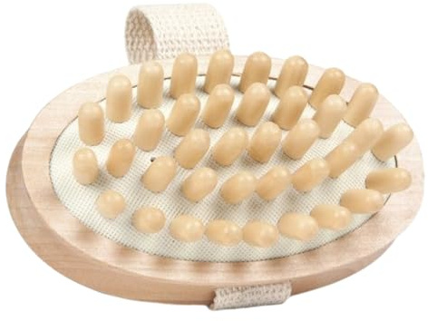 Cepillo Anticelulítico de Madera Natural – Cepillo Corporal para Masaje en Seco o Húmedo – Estimula la Circulación, Exfoliante y Reafirmante – Uso Diario