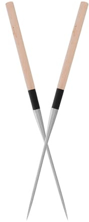 BUTIFULSIC Palillos de Sushi de Acero Inoxidable 2 Piezas 150 Mm Punta Puntiaguda Mango Madera Reutilizables Palillos Largos para Cocina Japonesa Restaurante Emplatado Chef