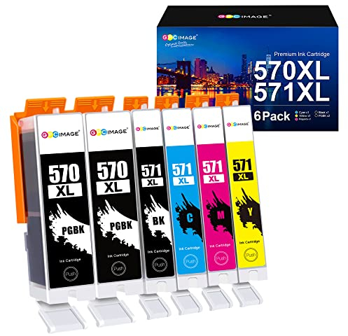 GPC IMAGE 570 571 Multipack Patronen XL Kompatible für Canon 570 571 Druckerpatronen PGI-570 CLI-571 für Canon Pixma TS5050 MG5750 TS5055 MG6852 MG5753 TS6050 TS5053 MG5752 MG5751 (6er-Pack)