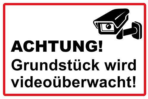 Cartel de videovigilancia (30 x 20 cm), placa de advertencia de aluminio o placa de espuma dura de 3 mm