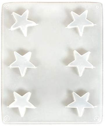 Rayher 36100000 Gießform Stern für Beton, Seife, Wachs und Schokolade, Form mit sechs kleinen Sternen, 3,6 cm, Weiß