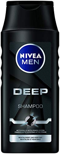 NIVEA MEN Deep Shampoo (250 ml), effektives Haarshampoo mit Aktivkohle, revitalisierendes Pflegeshampoo für langanhaltende Frische