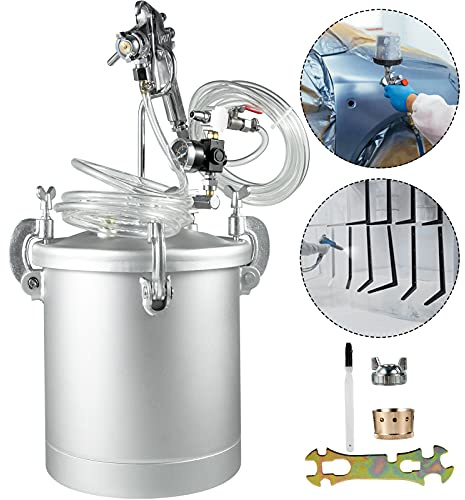 VEVOR Farbspritzpistole 10 L, Farbbehälter 30 PSI, Farbsprühsystem Lackhalter zum Auftragen von Wasserfarbe, Lacken, Flecken, Lack, feine Oberflächen für Innen- und Außenprojekte