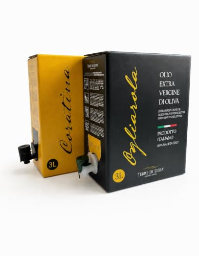 Terre di Lidia - Olio Extravergine di Oliva - 1 box (3L) Varietà Coratina, Gusto intenso + 1 box (3L) Varietà Ogliarola, Gusto delicato - 100% Italiano - Campagna 2025/2026