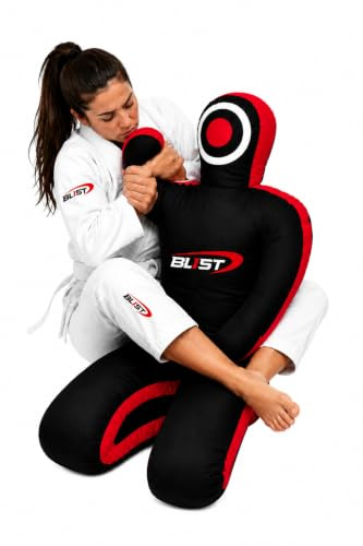 Sac de Frappe MMA Dummy Judo Grappling Sac de Frappe Position Assise Dummy Wrestling Arts Martiaux Boxe Karaté Entraînement Dummy (NON REMPLI) (Lona Negra, 119 cm (métrique) Enfants)
