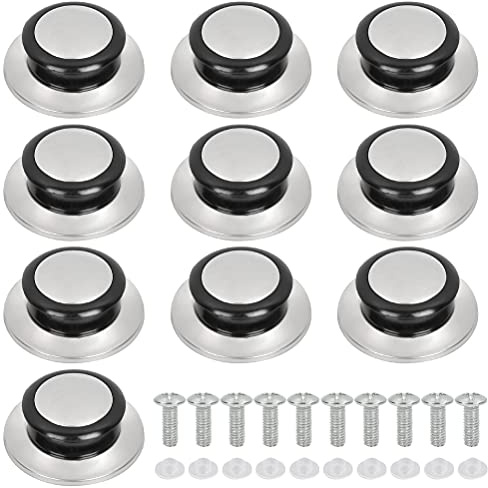 10 Stück Hitzebeständige Topfdeckelknopf Ersatzgriff Universalgriff für Topfdeckel Pfannendeckel Kochgeschirr Topfdeckelgriff aus Edelstahl und Bakelit Ersatzdeckelknöpfe für Home Küche